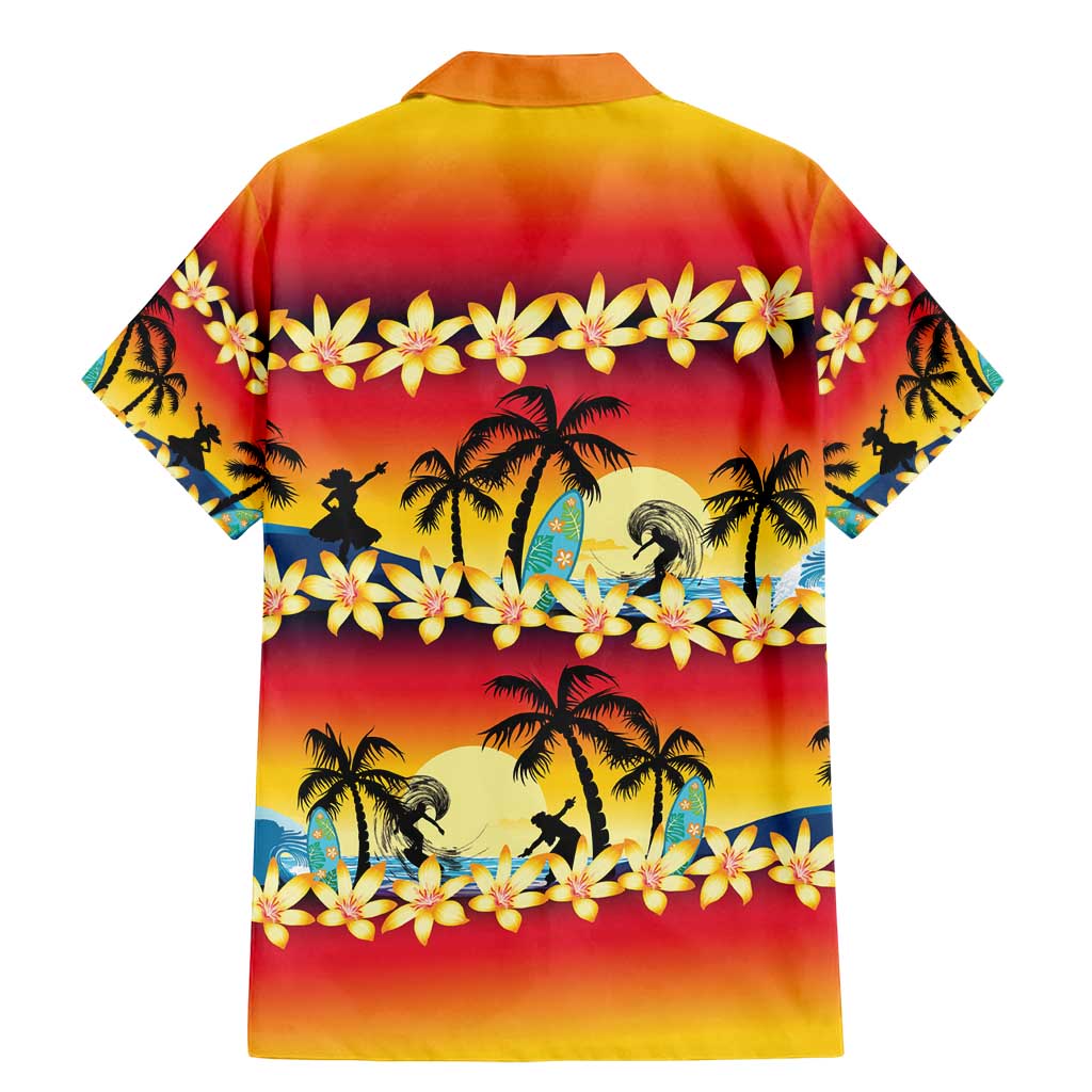 Tropical Islands Sunset Hawaii Family Matching Mermaid Dress and Hawaiian Shirt Go Surfing With Hula Girl - Summer Vibes