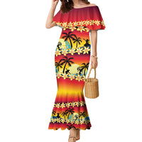 Tropical Islands Sunset Hawaii Family Matching Mermaid Dress and Hawaiian Shirt Go Surfing With Hula Girl - Summer Vibes