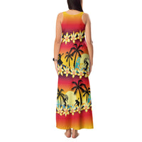 Tropical Islands Sunset Hawaii Tank Maxi Dress Go Surfing With Hula Girl - Summer Vibes