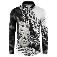 Aotearoa Manaia NZ Maori Silver Fern Button Sweatshirt LT14 Black - Polynesian Pride