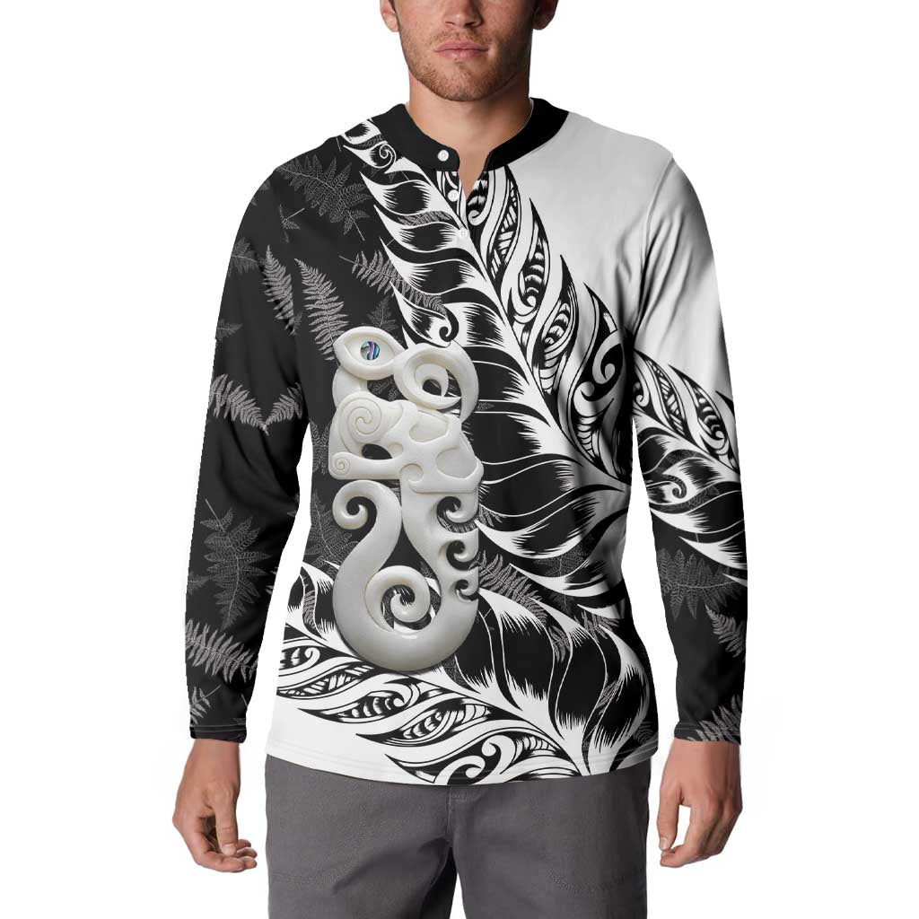 Aotearoa Manaia NZ Maori Silver Fern Button Sweatshirt LT14 - Polynesian Pride