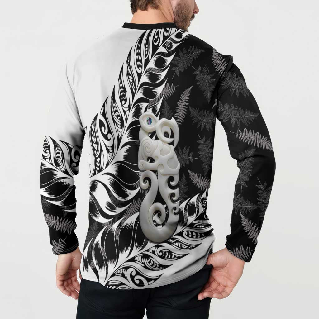 Aotearoa Manaia NZ Maori Silver Fern Button Sweatshirt LT14 - Polynesian Pride