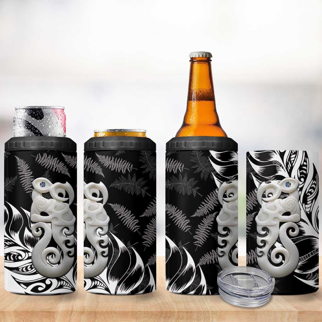 Aotearoa Manaia NZ Maori Silver Fern 4 in 1 Can Cooler Tumbler LT14 - Polynesian Pride