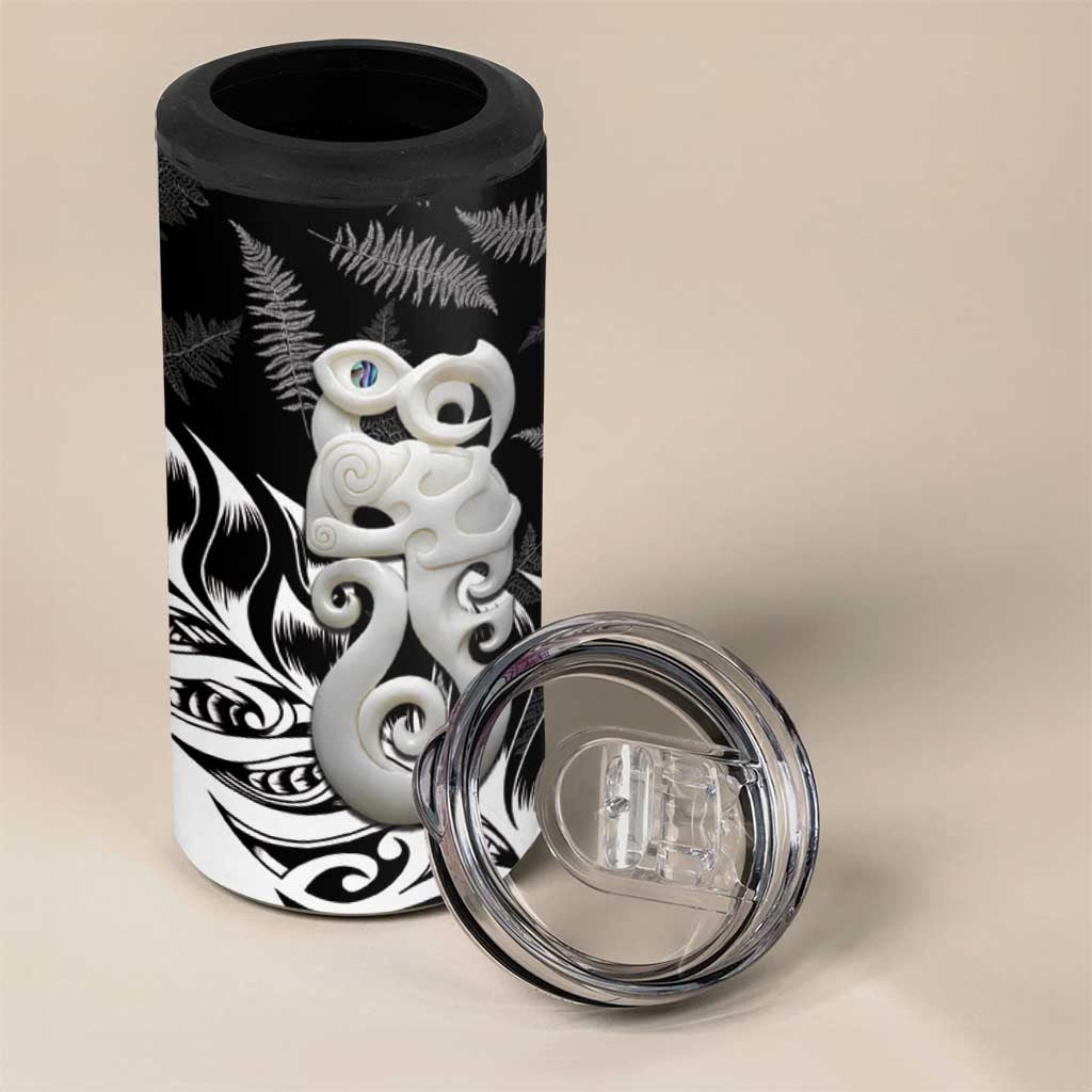 Aotearoa Manaia NZ Maori Silver Fern 4 in 1 Can Cooler Tumbler LT14 - Polynesian Pride