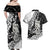 Aotearoa Manaia NZ Maori Silver Fern Couples Matching Off Shoulder Maxi Dress and Hawaiian Shirt