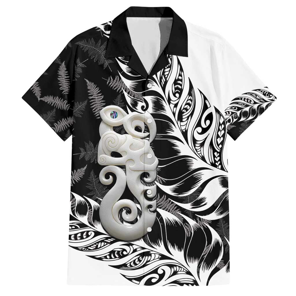 Aotearoa Manaia NZ Maori Silver Fern Hawaiian Shirt LT14 Black - Polynesian Pride