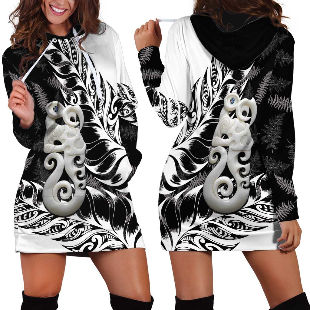 Aotearoa Manaia NZ Maori Silver Fern Hoodie Dress LT14 - Polynesian Pride