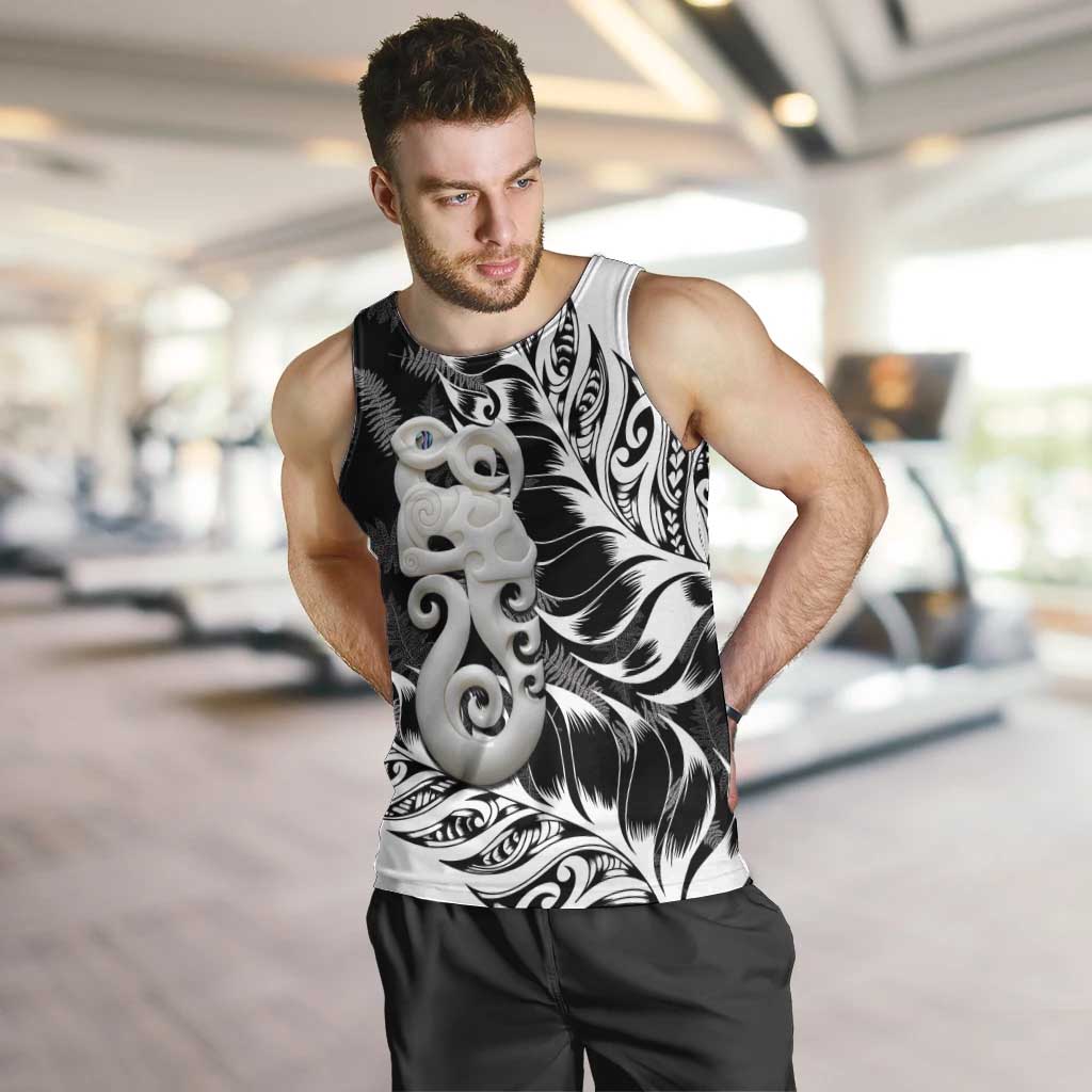 Aotearoa Manaia NZ Maori Silver Fern Men Tank Top LT14 Black - Polynesian Pride