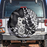 Aotearoa Manaia NZ Maori Silver Fern Spare Tire Cover LT14 Black - Polynesian Pride