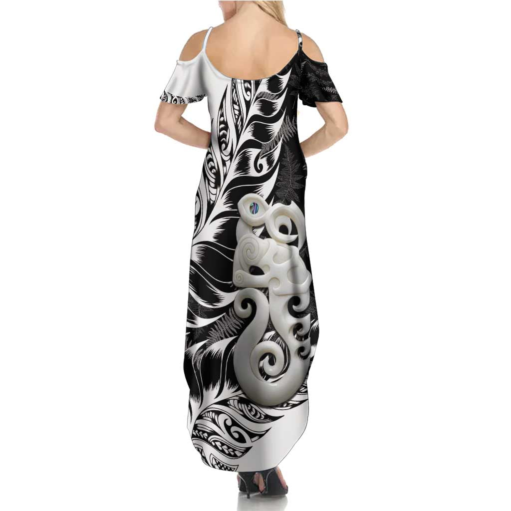 Aotearoa Manaia NZ Maori Silver Fern Summer Maxi Dress LT14 - Polynesian Pride
