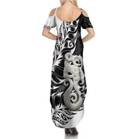 Aotearoa Manaia NZ Maori Silver Fern Summer Maxi Dress LT14 - Polynesian Pride