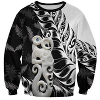 Aotearoa Manaia NZ Maori Silver Fern Sweatshirt LT14 Unisex Black - Polynesian Pride