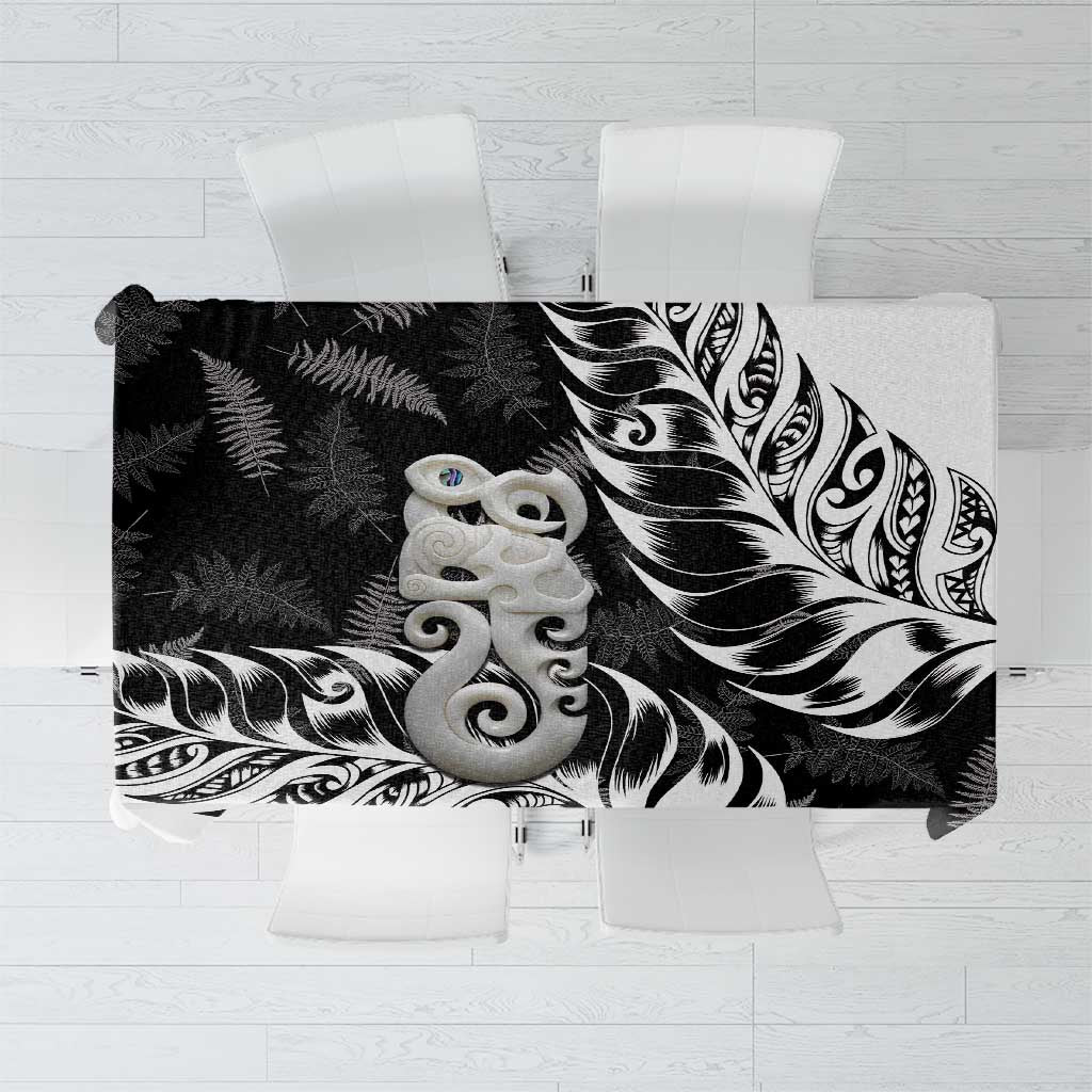 Aotearoa Manaia NZ Maori Silver Fern Tablecloth LT14 Black - Polynesian Pride