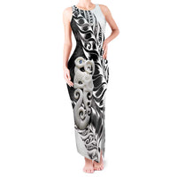 Aotearoa Manaia NZ Maori Silver Fern Tank Maxi Dress LT14 Women Black - Polynesian Pride