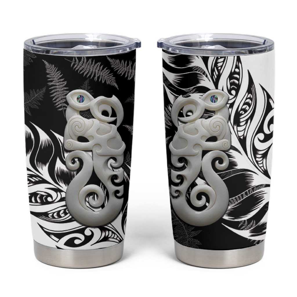 Aotearoa Manaia NZ Maori Silver Fern Tumbler Cup LT14 Black - Polynesian Pride