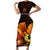 Gude Hi Hai Papua New Guinea Family Matching Short Sleeve Bodycon Dress and Hawaiian Shirt Motuan PNG Raggiana Bird of Paradise Tropical Vibes LT14 Mom's Dress Black - Polynesian Pride