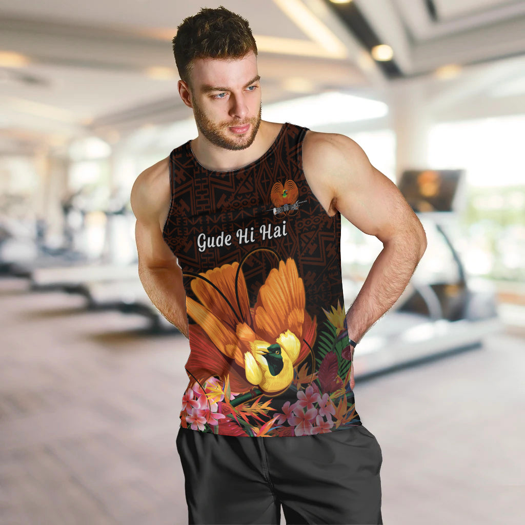 Gude Hi Hai Papua New Guinea Men Tank Top Motuan PNG Raggiana Bird of Paradise Tropical Vibes LT14 Black - Polynesian Pride