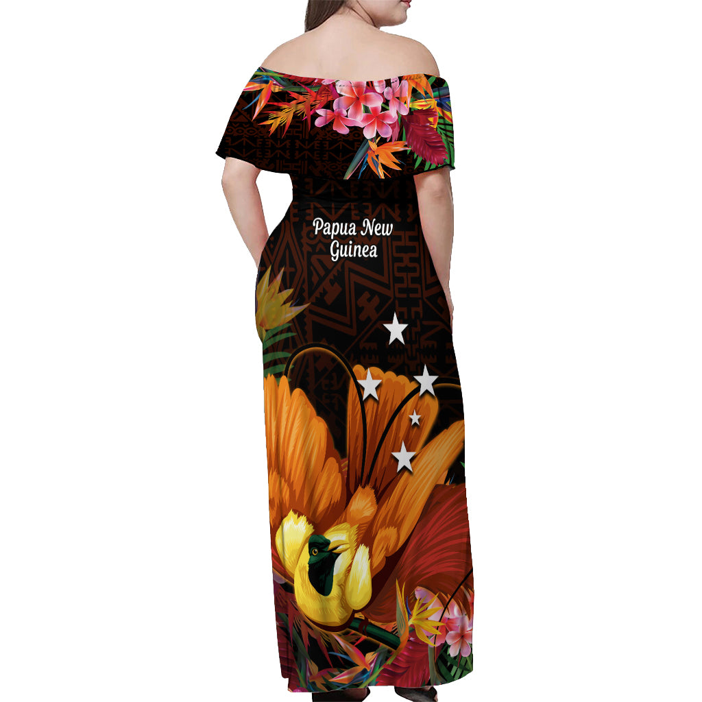 Gude Hi Hai Papua New Guinea Off Shoulder Maxi Dress Motuan PNG Raggiana Bird of Paradise Tropical Vibes LT14 - Polynesian Pride