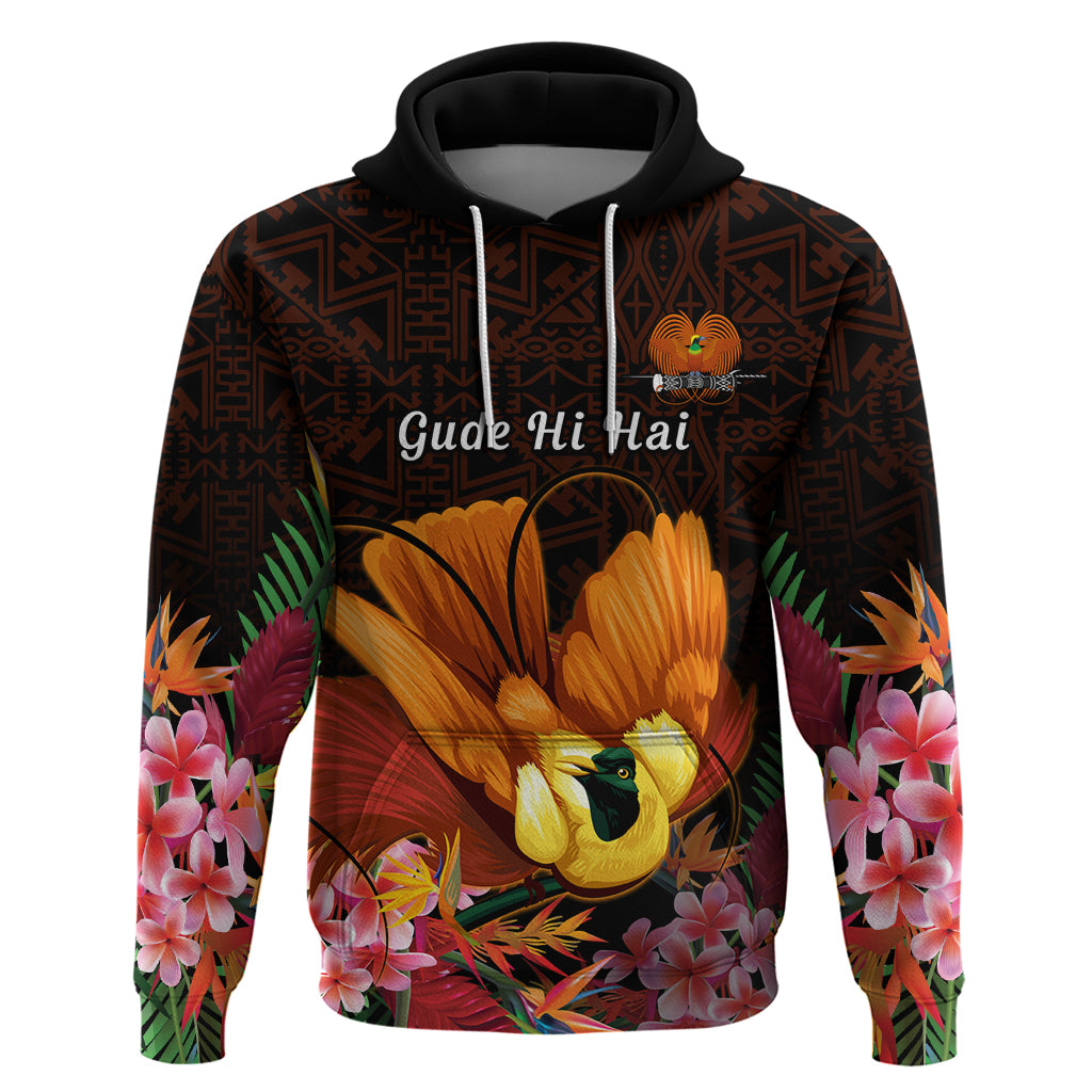 Gude Hi Hai Papua New Guinea Zip Hoodie Motuan PNG Raggiana Bird of Paradise Tropical Vibes LT14 Pullover Hoodie Black - Polynesian Pride