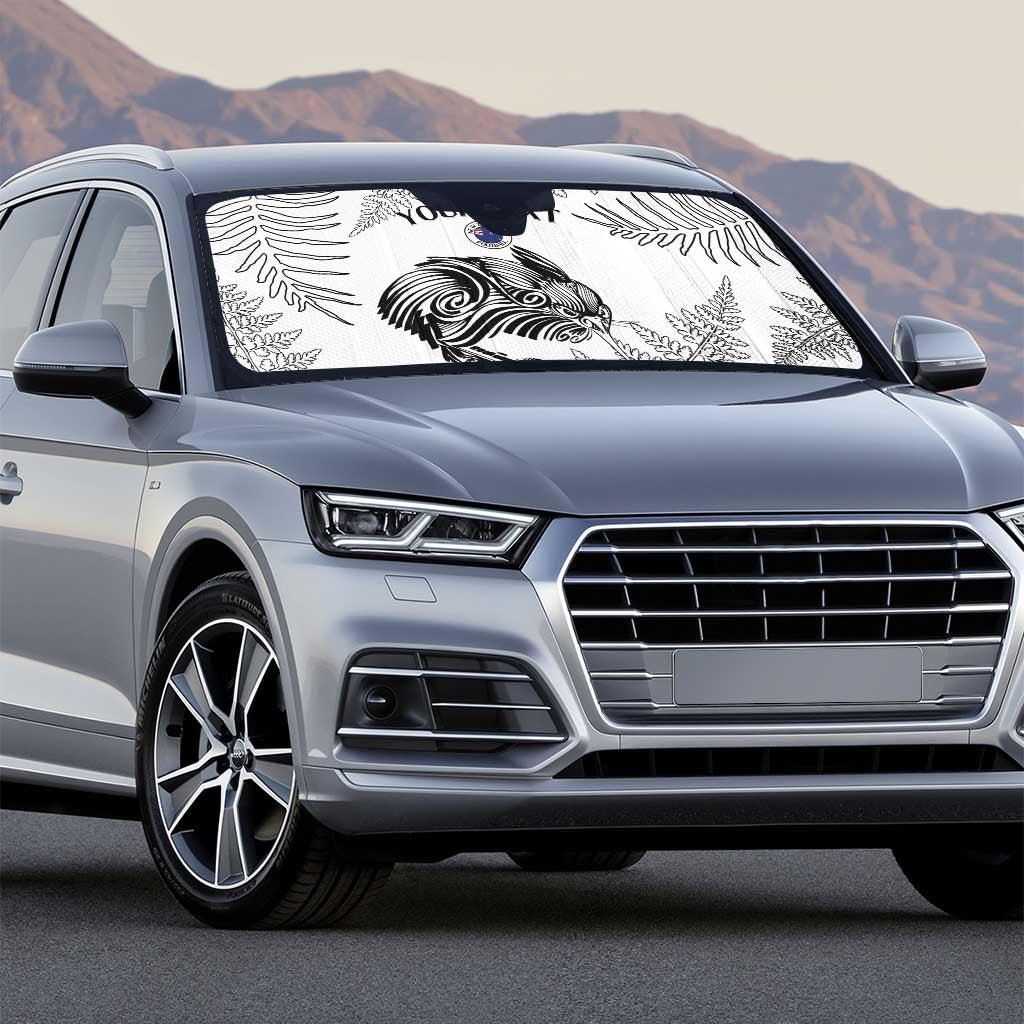 Custom New Zealand Kiwi Football Auto Sun Shade Aotearoa Silver Fern - Polynesian Pride