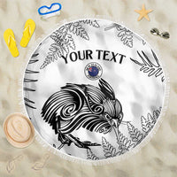 Custom New Zealand Kiwi Football Beach Blanket Aotearoa Silver Fern LT14 One Size 150cm White - Polynesian Pride