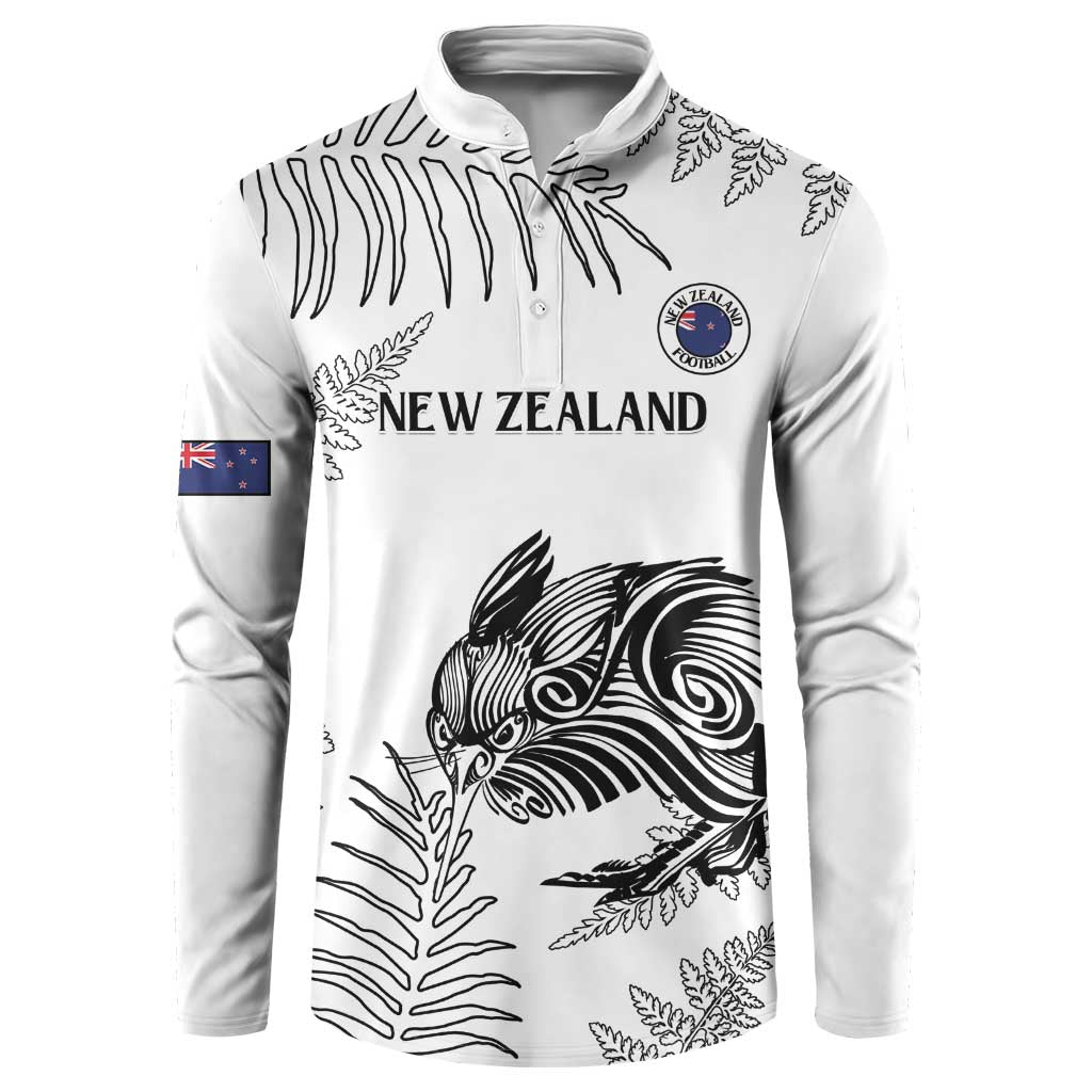 Custom New Zealand Kiwi Football Button Sweatshirt Aotearoa Silver Fern LT14 White - Polynesian Pride