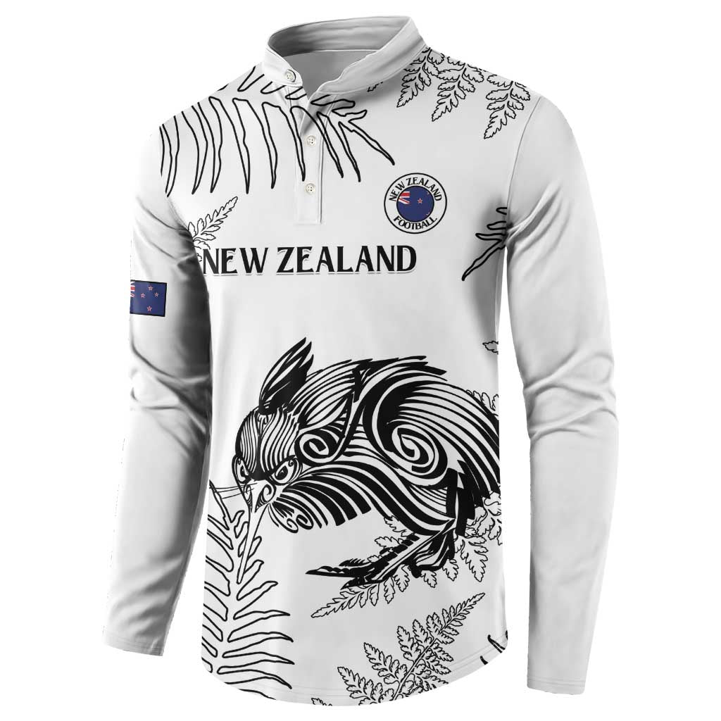 Custom New Zealand Kiwi Football Button Sweatshirt Aotearoa Silver Fern LT14 - Polynesian Pride