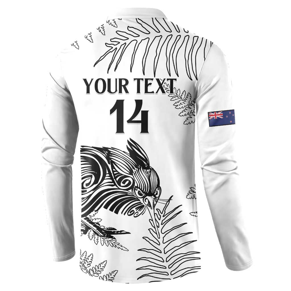 Custom New Zealand Kiwi Football Button Sweatshirt Aotearoa Silver Fern LT14 - Polynesian Pride