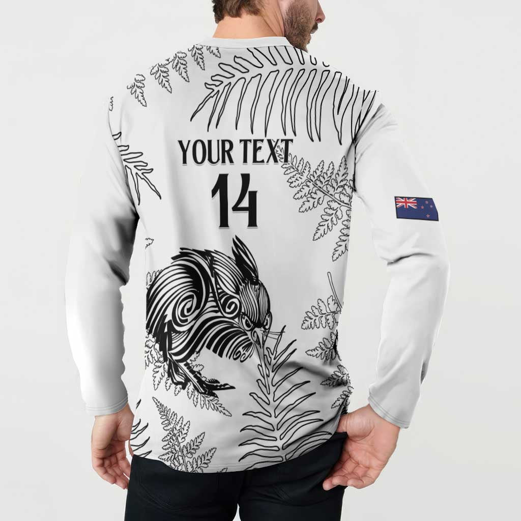 Custom New Zealand Kiwi Football Button Sweatshirt Aotearoa Silver Fern LT14 - Polynesian Pride