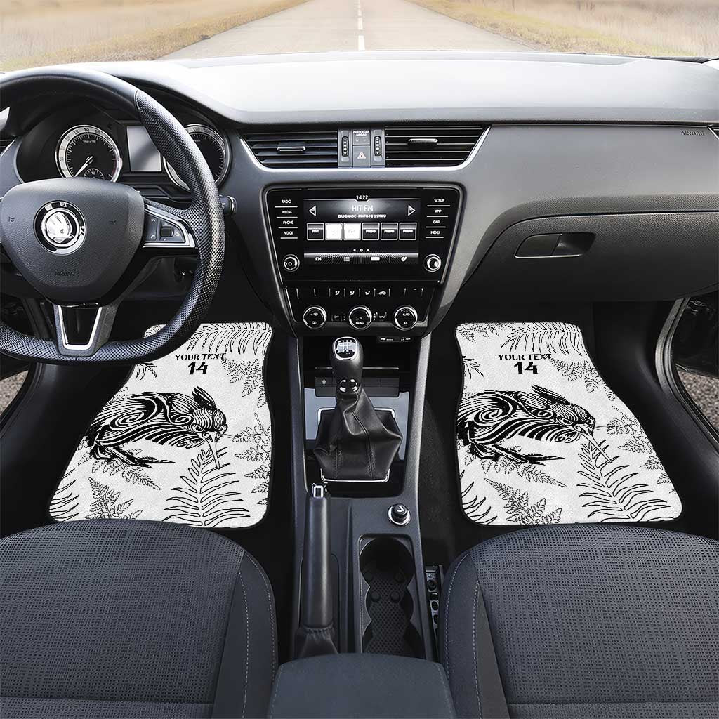 Custom New Zealand Kiwi Football Car Mats Aotearoa Silver Fern LT14 Set 2pcs - Front White - Polynesian Pride