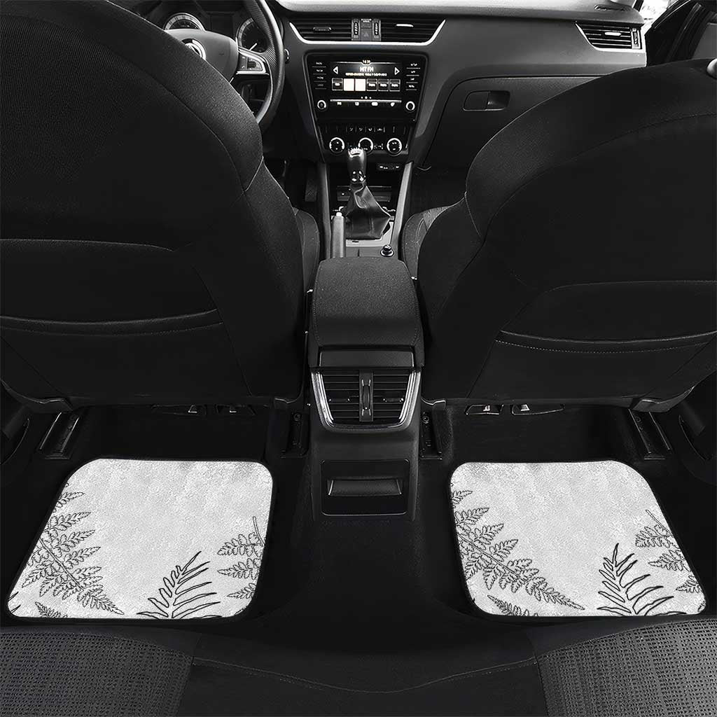 Custom New Zealand Kiwi Football Car Mats Aotearoa Silver Fern LT14 Set 2pcs - Back White - Polynesian Pride