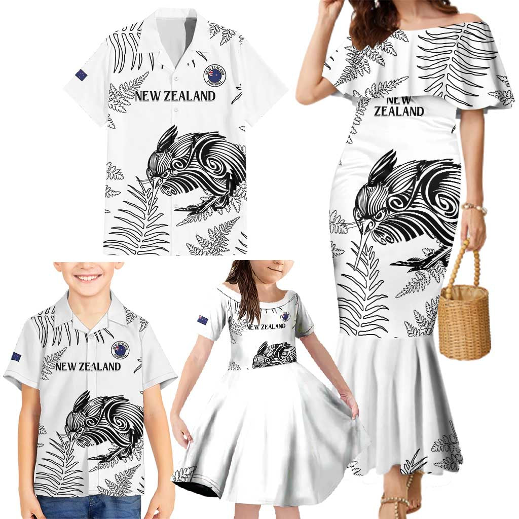 Custom New Zealand Kiwi Football Family Matching Mermaid Dress and Hawaiian Shirt Aotearoa Silver Fern LT14 - Polynesian Pride
