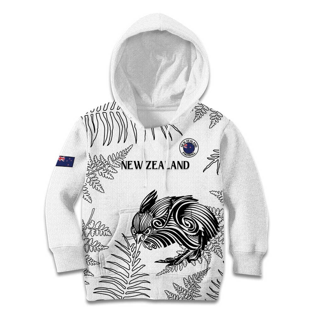 Custom New Zealand Kiwi Football Kid Hoodie Aotearoa Silver Fern