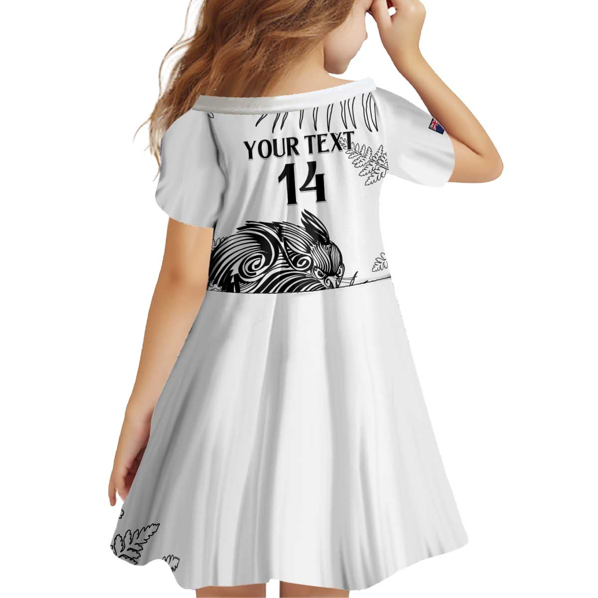 Custom New Zealand Kiwi Football Kid Short Sleeve Dress Aotearoa Silver Fern
