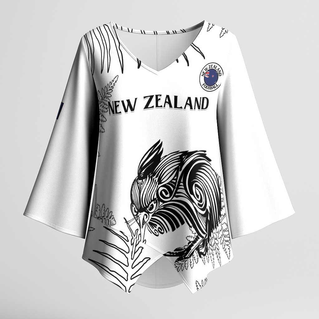 Custom New Zealand Kiwi Football Kimono Sleeve Blouse Aotearoa Silver Fern - Polynesian Pride