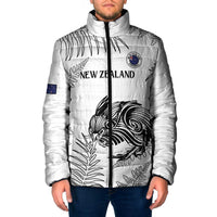Custom New Zealand Kiwi Football Padded Jacket Aotearoa Silver Fern - Polynesian Pride