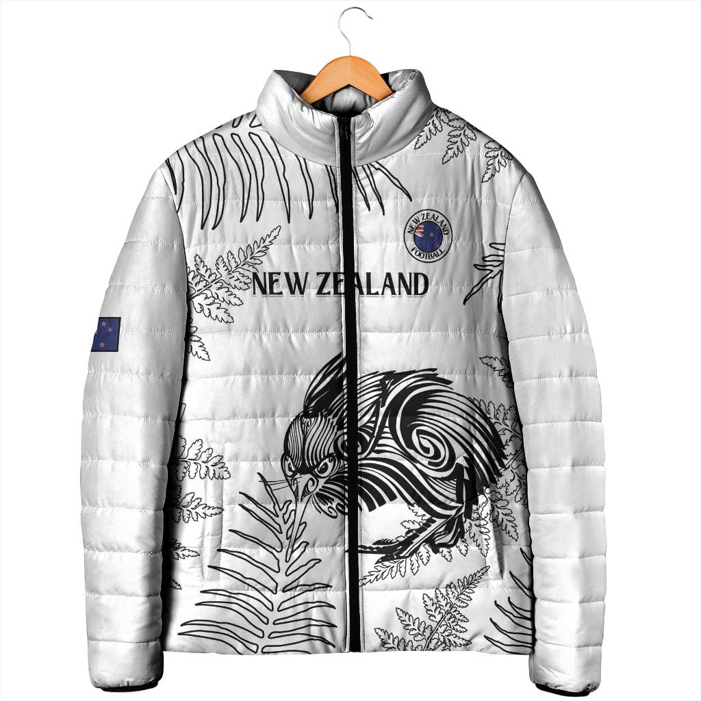 Custom New Zealand Kiwi Football Padded Jacket Aotearoa Silver Fern - Polynesian Pride