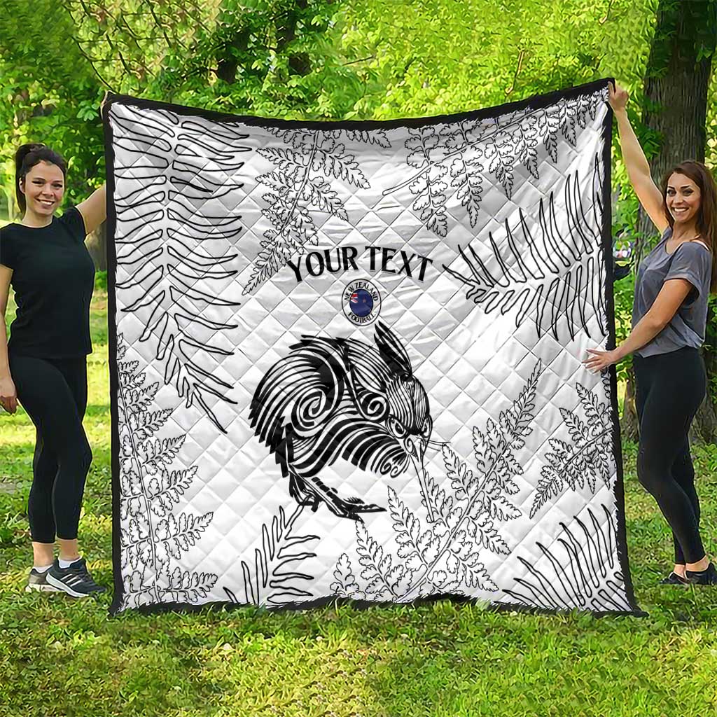 Custom New Zealand Kiwi Football Quilt Aotearoa Silver Fern