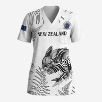 Custom New Zealand Kiwi Football Scrub Top Aotearoa Silver Fern - Polynesian Pride