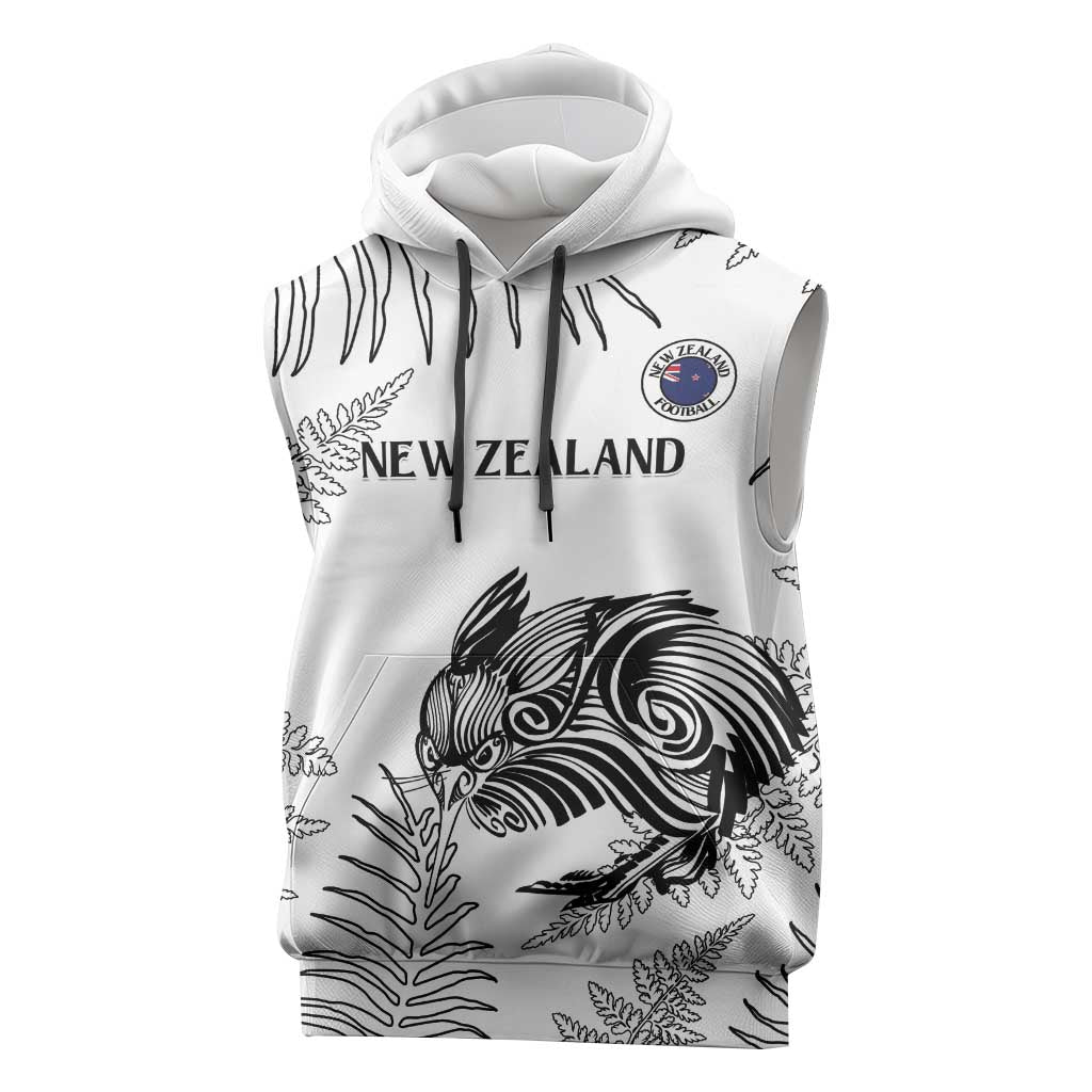 Custom New Zealand Kiwi Football Sleeveless Hoodie Aotearoa Silver Fern - Polynesian Pride