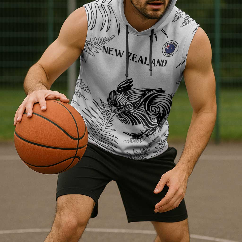Custom New Zealand Kiwi Football Sleeveless Hoodie Aotearoa Silver Fern - Polynesian Pride