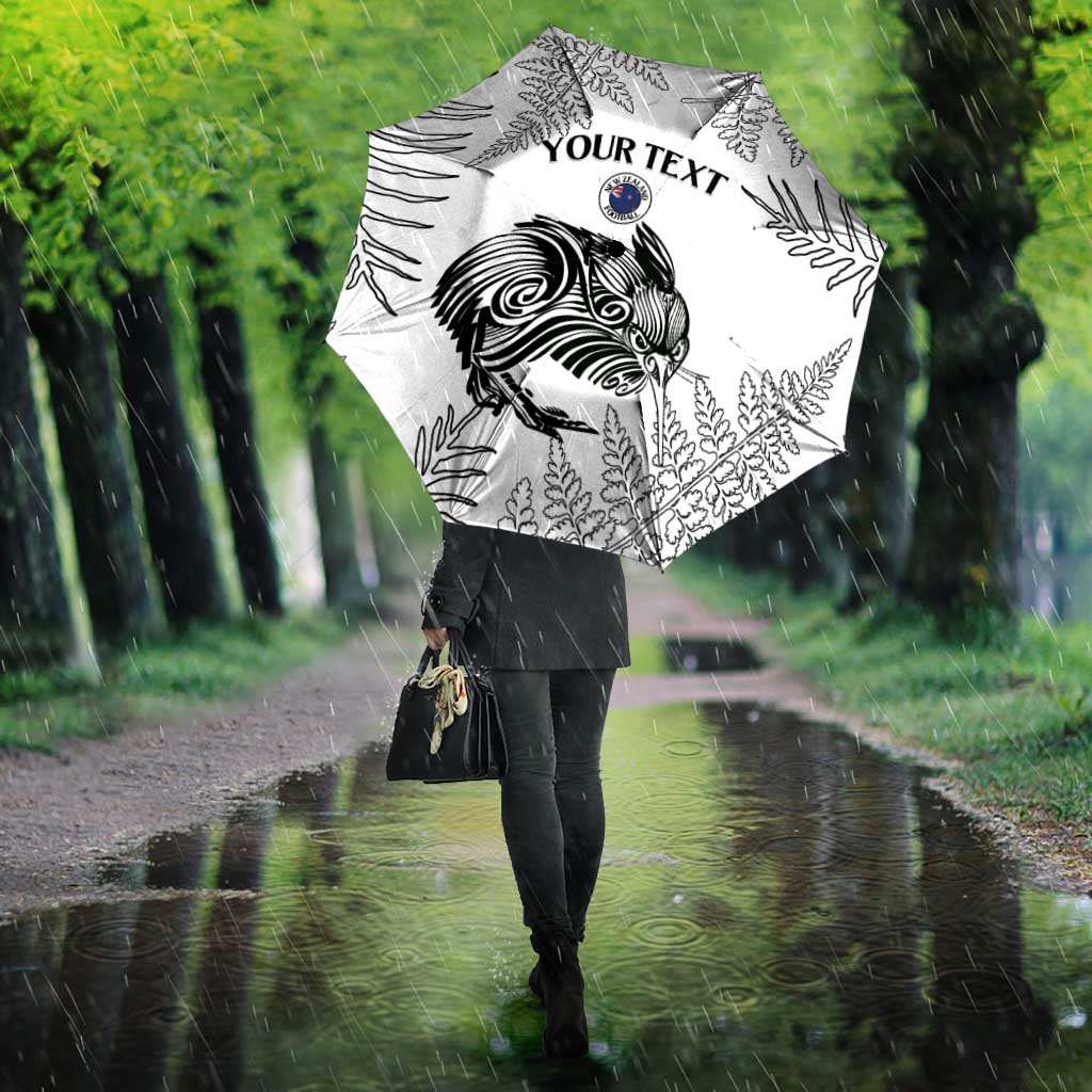 Custom New Zealand Kiwi Football Umbrella Aotearoa Silver Fern - Polynesian Pride