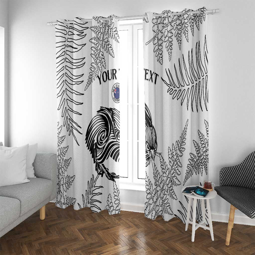 Custom New Zealand Kiwi Football Window Curtain Aotearoa Silver Fern LT14 With Grommets White - Polynesian Pride