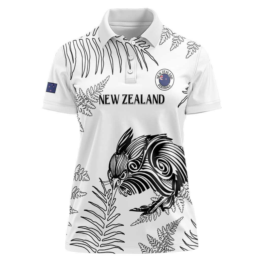 Custom New Zealand Kiwi Football Women Polo Shirt Aotearoa Silver Fern