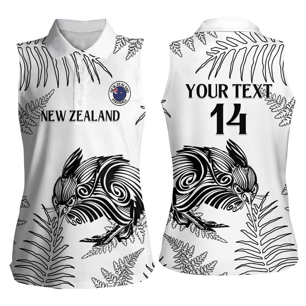 Custom New Zealand Kiwi Football Women Sleeveless Polo Shirt Aotearoa Silver Fern