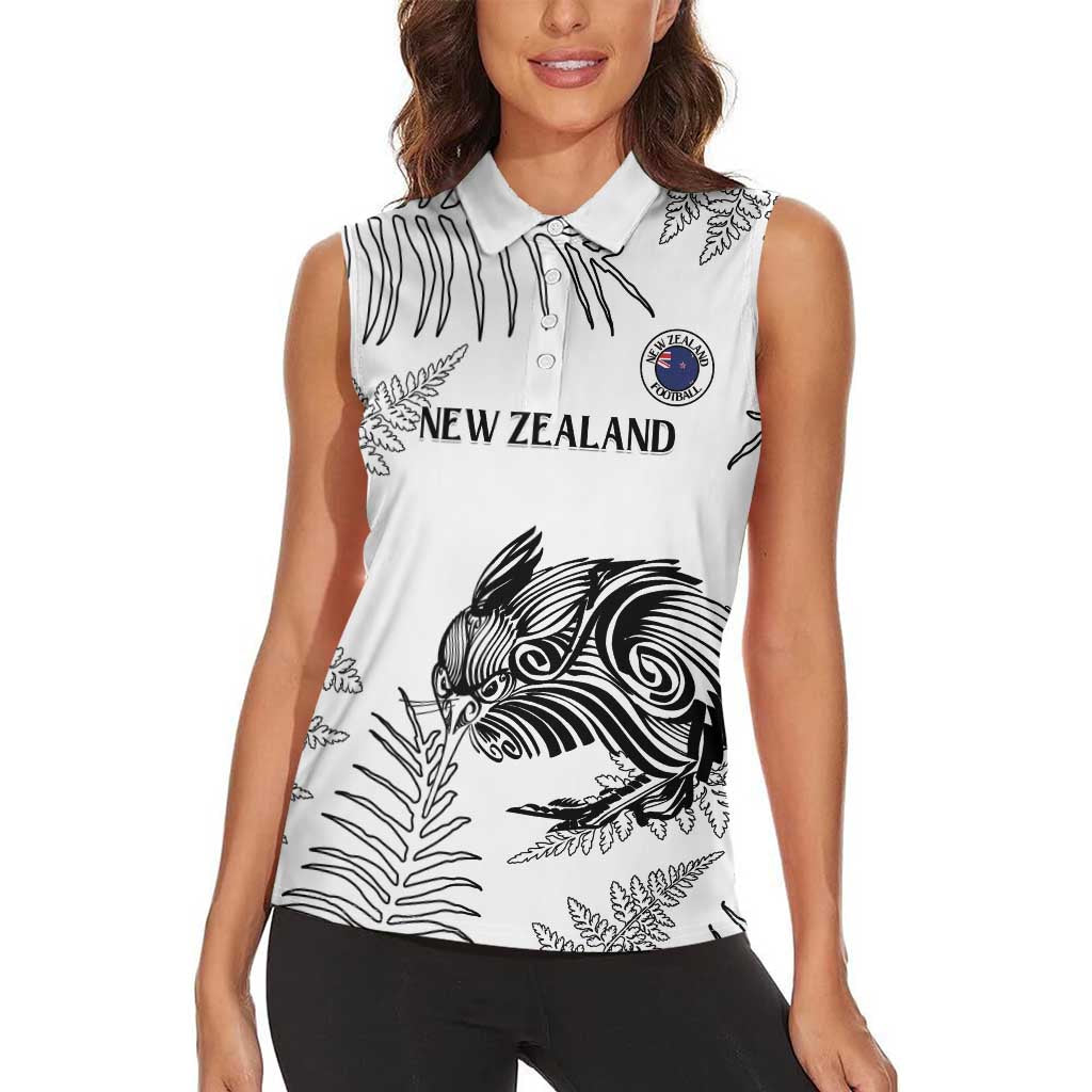 Custom New Zealand Kiwi Football Women Sleeveless Polo Shirt Aotearoa Silver Fern