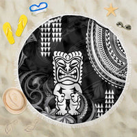 Hawaii Ku God Beach Blanket Kakau Mix Polynesian Tattoo LT14 One Size 150cm Black - Polynesian Pride