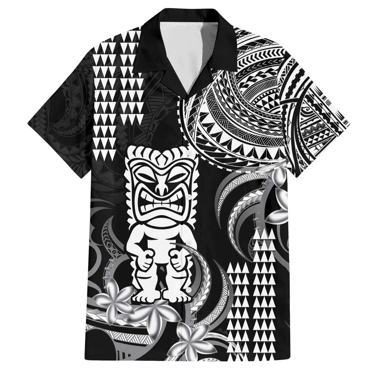 Hawaii Ku God Family Matching Off The Shoulder Long Sleeve Dress and Hawaiian Shirt Kakau Mix Polynesian Tattoo