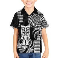 Hawaii Ku God Family Matching Off The Shoulder Long Sleeve Dress and Hawaiian Shirt Kakau Mix Polynesian Tattoo