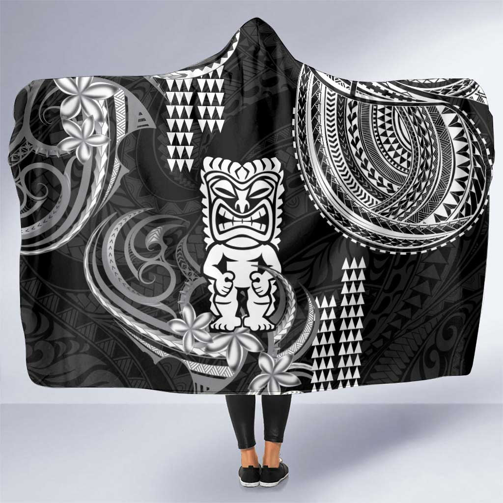 Hawaii Ku God Hooded Blanket Kakau Mix Polynesian Tattoo LT14 One Size Black - Polynesian Pride